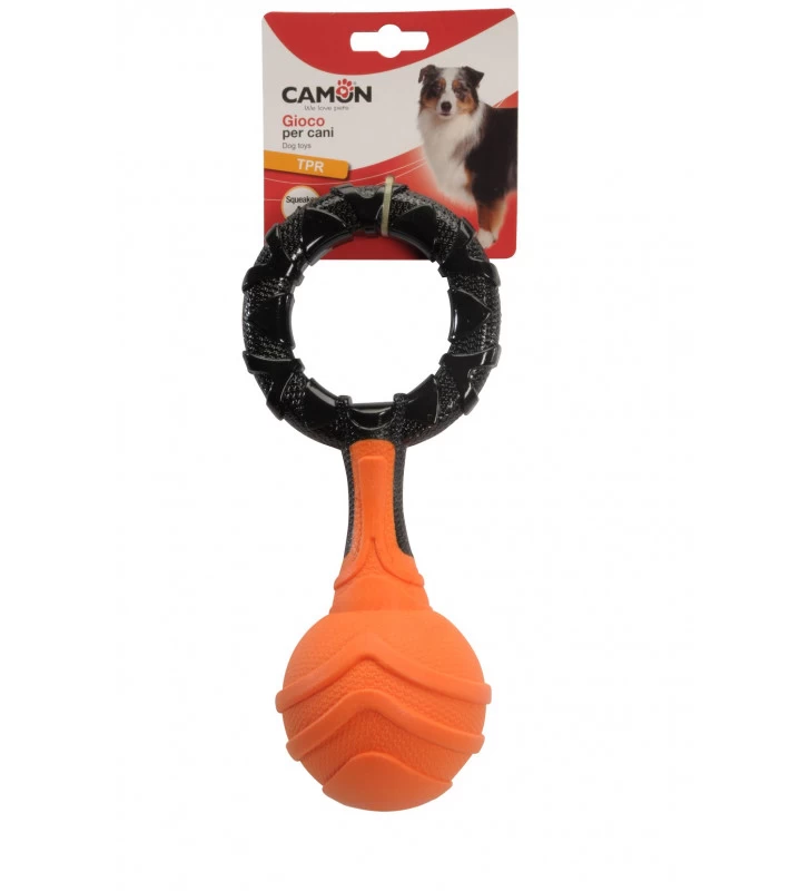 CAMON GIOCO PALLA CON ANELLO PER CANI 26CM 4 CAMON GIOCO PALLA CON ANELLO PER CANI 26CM - immagine 2