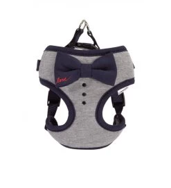 CAMON PETTORINA GRIGIA CON FIOCCO BLU