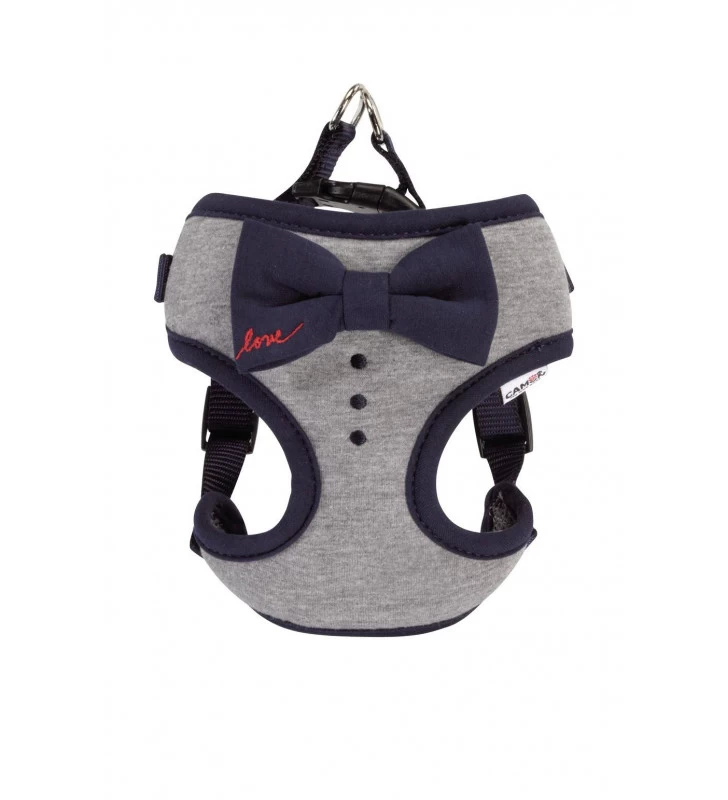 CAMON PETTORINA GRIGIA CON FIOCCO BLU