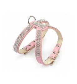 CAMON PETTORINA IN PELLE CON STRASS ROSA