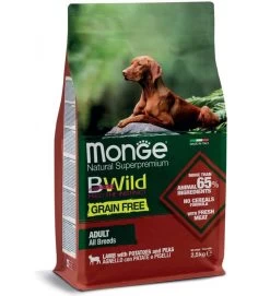 MONGE BWILD CROCCANTINI ADULT ALL BREEEDS AGNELLO CON PATATE PISELLI